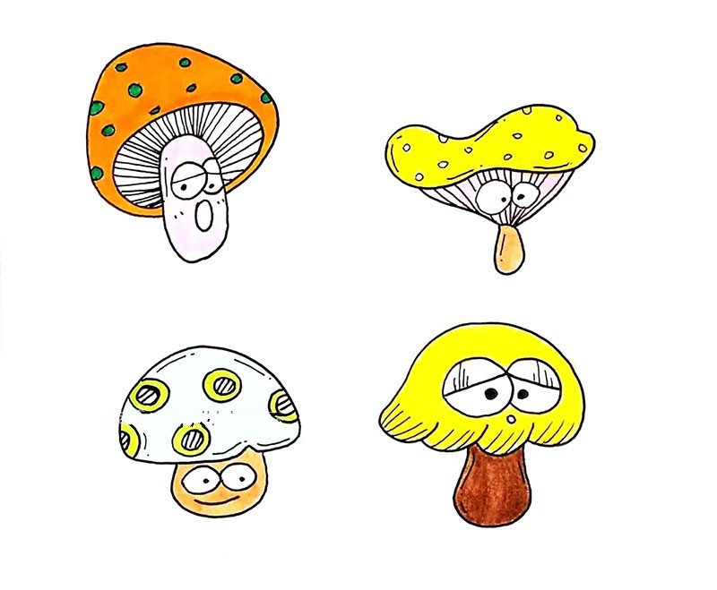 How to draw 8 kinds of mushroom cartoon images