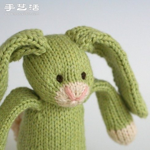 Knitted long-eared rabbit doll