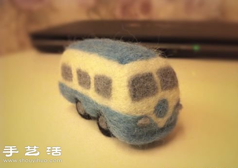 Locomotive made of wool felt