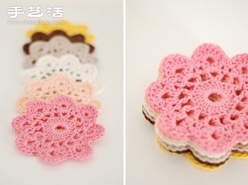 Knitted Cute Flower Coaster