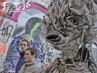 Origami zombies made from discarded newspapers