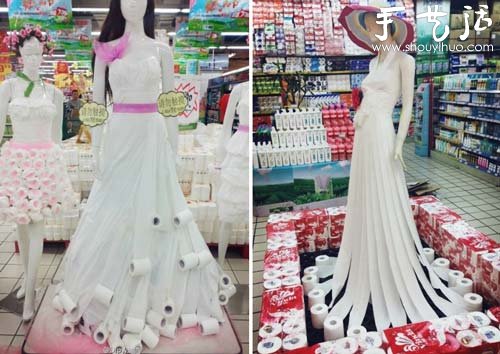 Wedding dress made of tissue paper