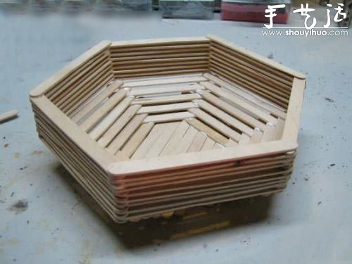 Handmade basket with popsicle sticks