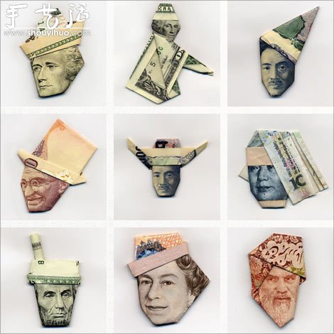 Appreciation of origami characters with paper money