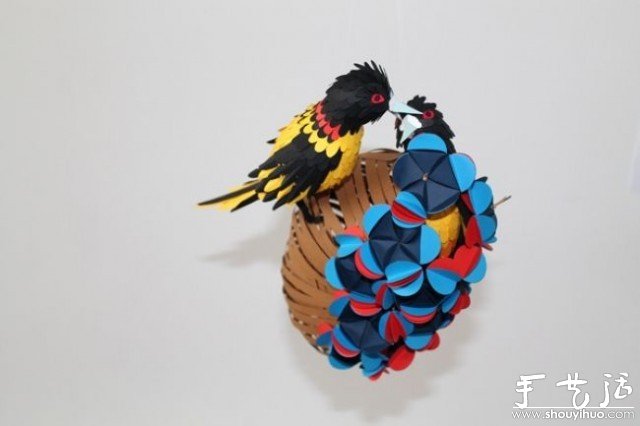 Bird-themed paper-cut works