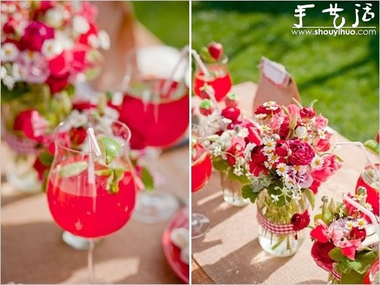 Fun strawberry wedding site layout