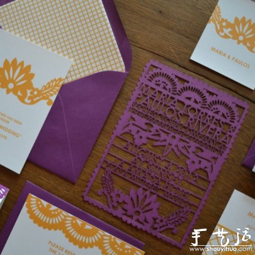 Hollow paper-cut wedding invitation