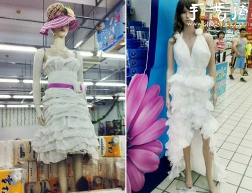 Wedding dress made of tissue paper