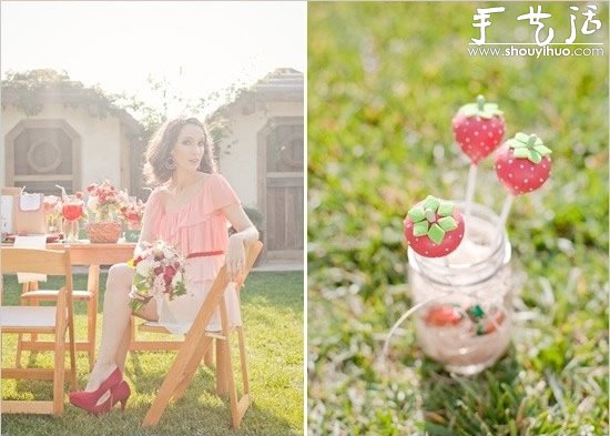 Fun strawberry wedding site layout