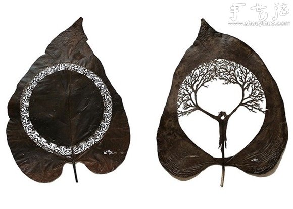 Amazing leaf carving art