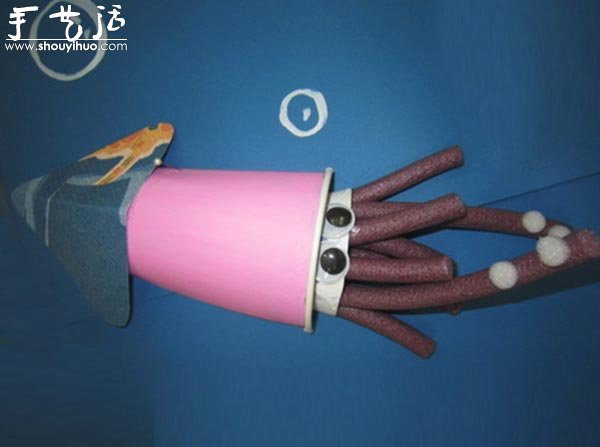 Handmade DIY squid from waste paper cups