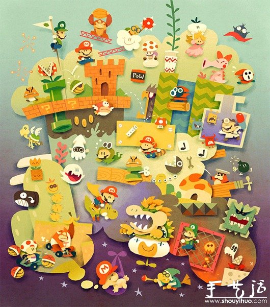 Cute cartoon poster paper cut