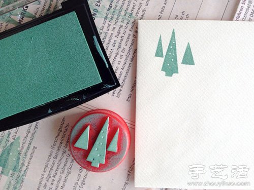 Simple handmade Christmas tree stamp