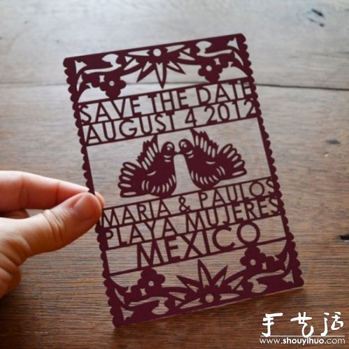 Hollow paper-cut wedding invitation