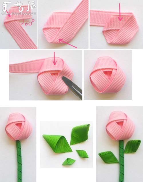 Handmade Fabric DIY Pink Rose