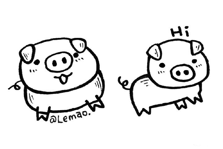 Piggy simple drawing Year of the Pig painting material