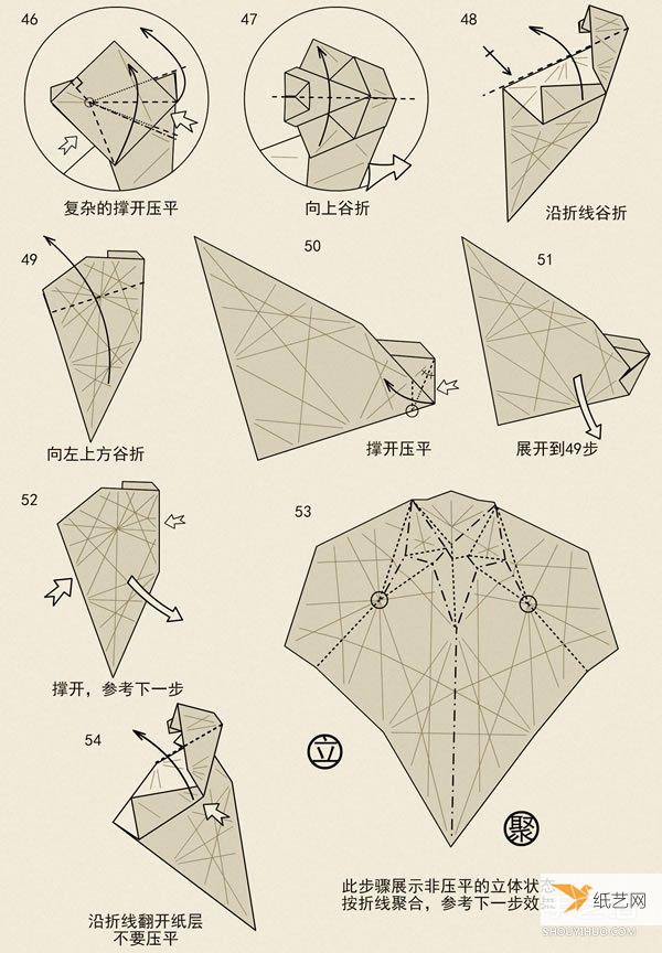 Manual folding three-dimensional lion tutorial illustration detailed introduction and analysis