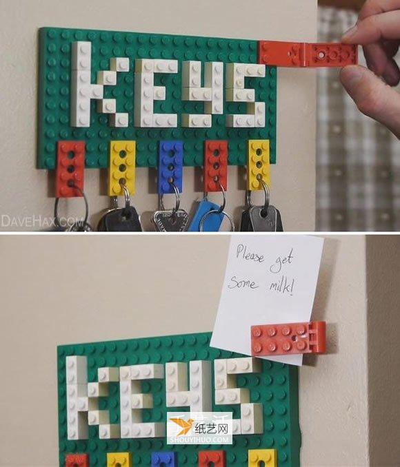 Make a personalized hook rack using LEGO bricks