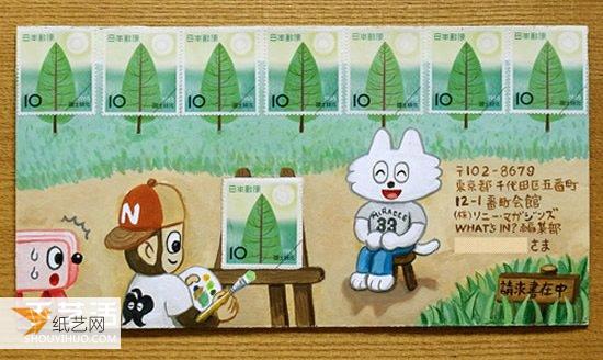 Creative hand-painted envelopes combined with stamps. After reading this, I want to write a letter immediately.