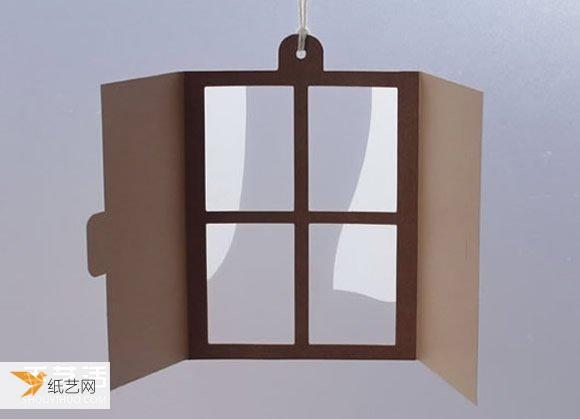 Illustration of handmade creative window wind chimes made using paper cutting techniques