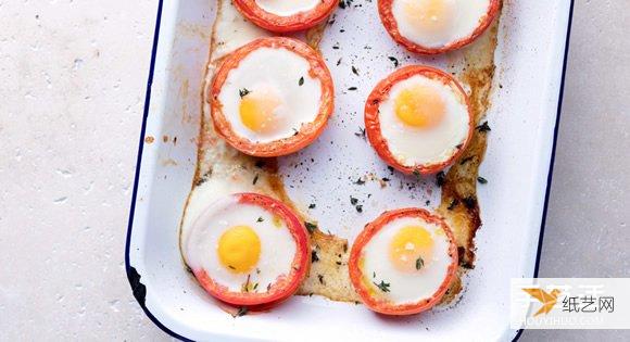 A new way to eat breakfast by beating eggs into tomatoes and then baking them in the oven