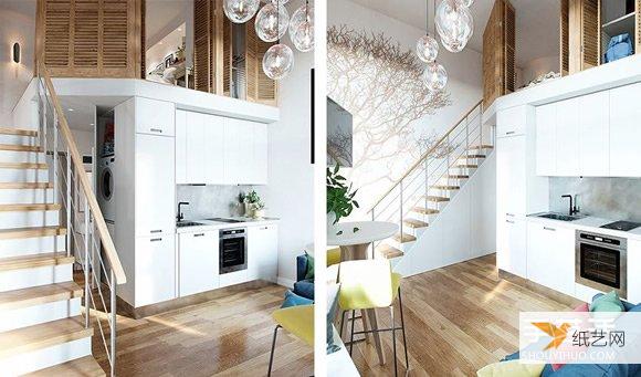 Challenge the high space and look so spacious. Decoration of small apartment in Moscow building