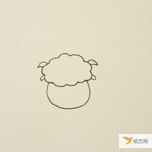 Simple drawing tutorial of a sleeping little sheep including coloring steps