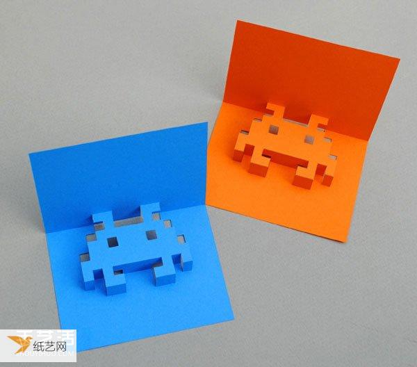 Step-by-step drawings of how to make brain-burning eight-bit three-dimensional cards by yourself