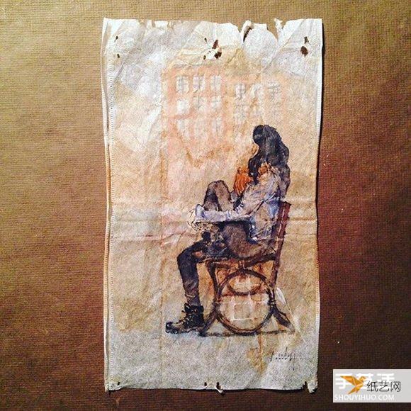 Artist uses used tea bags as canvas to write diary