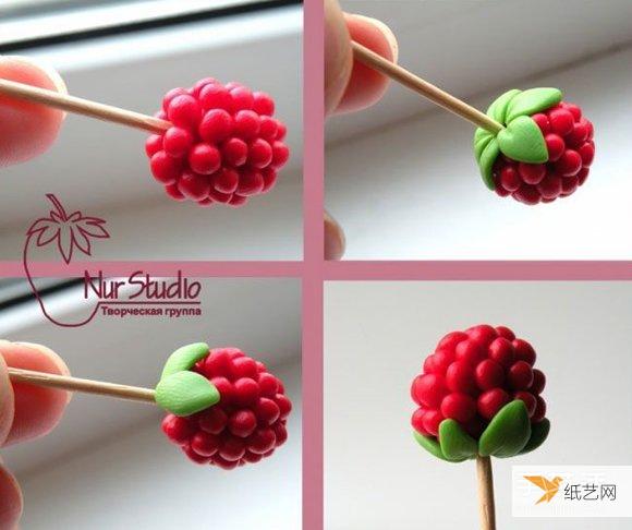 A very simple and easy-to-learn method to make cute raspberries using ultra-light clay