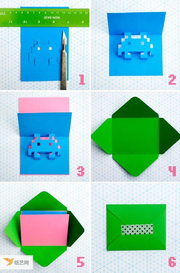 Step-by-step drawings of how to make brain-burning eight-bit three-dimensional cards by yourself