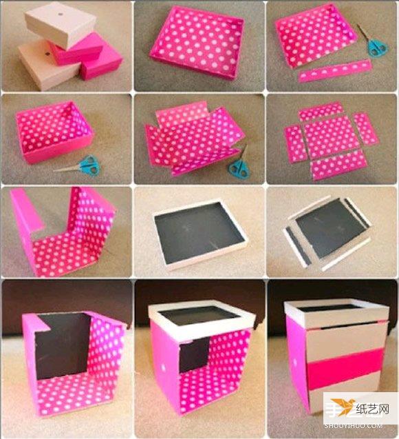 Use excess carton waste to make personalized storage boxes with drawers by hand