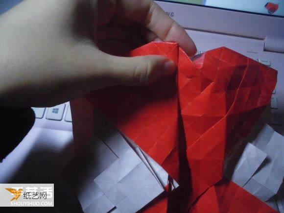 Super complicated kissing fish heart origami illustration process