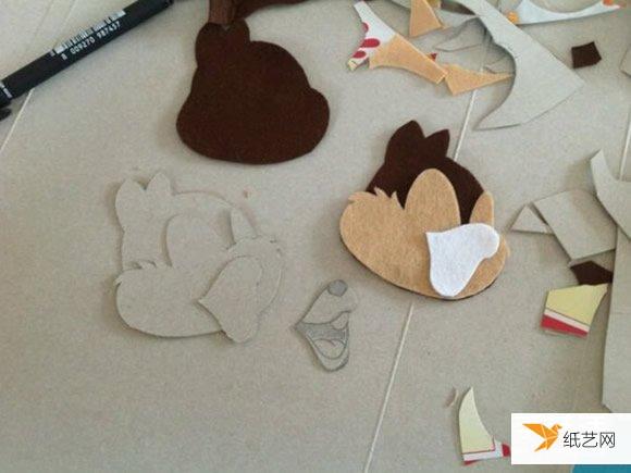 Tutorial on how to make particularly cute squirrel head ornaments using non-woven fabrics