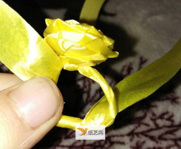 How to fold a rose ring with ribbon