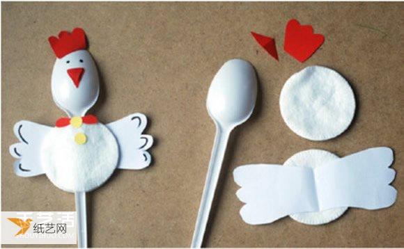 Transform disposable plastic spoons into personalized roosters, rabbits and beetles