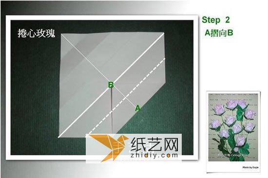 Illustration of the super beautiful method of folding a rose with a rolled heart Detailed process of folding a rose with a rolled heart