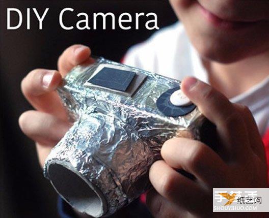 Tutorial on how to make a personalized children’s toy camera using a paper roll and a paper box