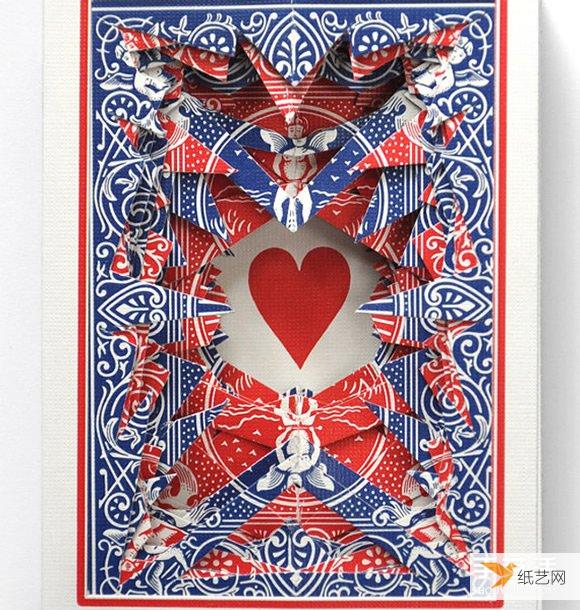 3D playing card paper sculpture art—Lonely Heart poker paper sculpture