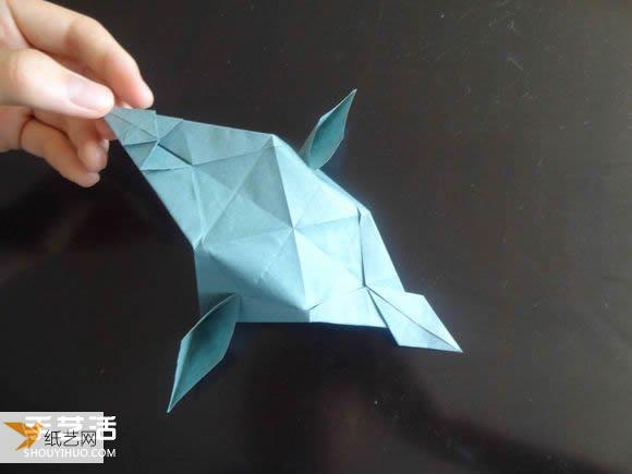 Western dragon with wings origami tutorial illustration