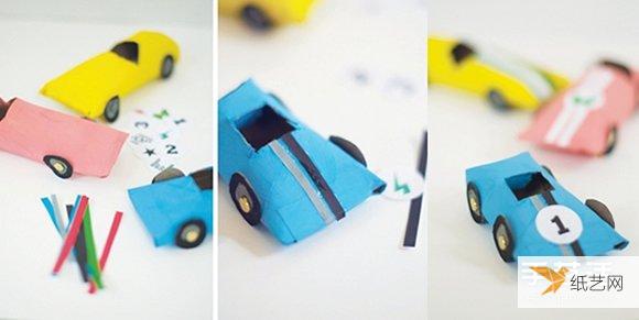 Tutorial for toddlers to make a car from waste using paper rolls and egg trays