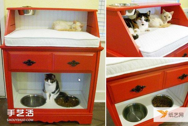 Tutorial on renovating old cabinets to create a beautiful cat nest with comprehensive functions