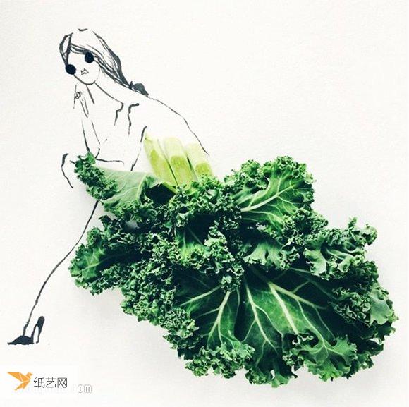 Use fruits and vegetables as ingredients to create stunning fashion paintings