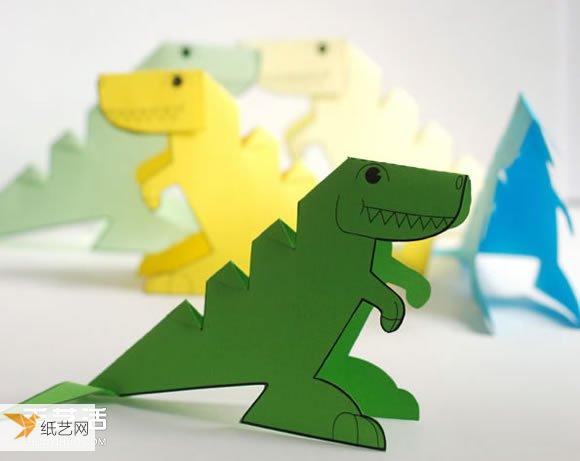 Kindergarten handmade paper-cut works—how to make three-dimensional dinosaurs