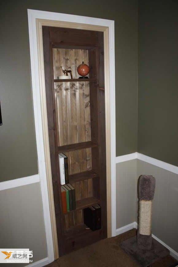 How to DIY a personalized bathroom door disguised as a bookshelf