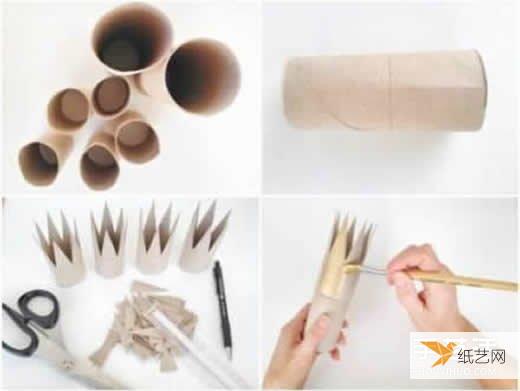 A handmade tutorial for young children to use a paper tube to make a crown, which can also be used as a birthday hat