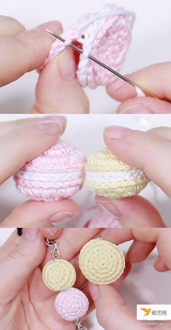 Detailed illustrated tutorial on how to crochet macarons