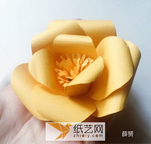 Paper art flower origami camellia for Teachers Day classroom decoration