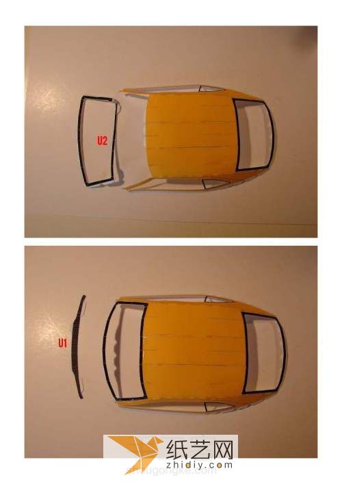 The making process of the cool Bumblebee sports car paper model