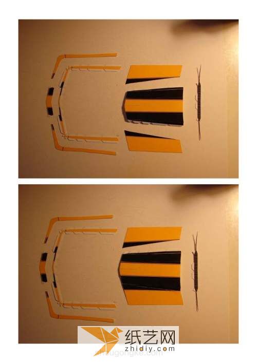 The making process of the cool Bumblebee sports car paper model